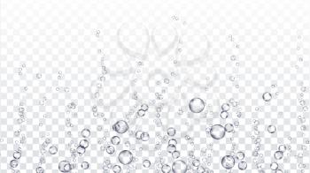Bubbles Underwater Transparent Vector. Water Air Or Shower Drops. Fizzy Air. Under Sea Water. Soda Effect. Isolated On Transparent Background Realistic Illustration