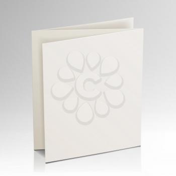 Blank Folder White Brochure. Vector 3D Mockup. Realistic Paper Brochure. Empty