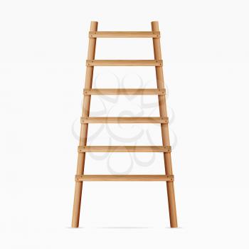 Wooden Ladder Vector. Isolated On White Background. Realistic