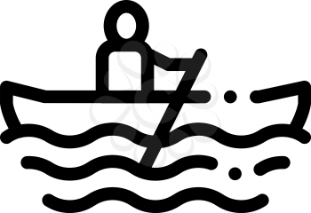 Rowing Boat Canoeing Icon Vector Thin Line. Contour Illustration