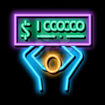 Winner with Check Million neon light sign vector. Glowing bright icon Winner with Check Million sign. transparent symbol illustration