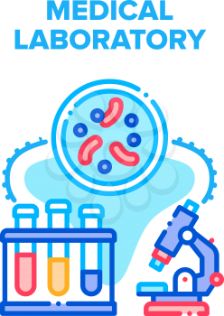 Medical Laboratory Research Vector Icon Concept. Medical Laboratory Equipment And Flask With Liquid Samples For Researching Analysis And Discovering Pharmacy For Virus Treatment Color Illustration
