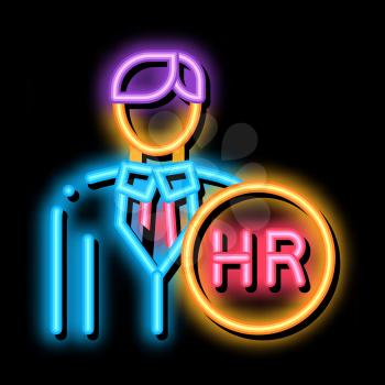 human resource neon light sign vector. Glowing bright icon human resource sign. transparent symbol illustration