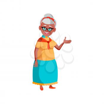 elderly lady invites to visit house cartoon vector. elderly lady invites to visit house character. isolated flat cartoon illustration