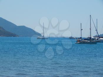 Yachting marina of Marmaris in Turkey resort town on the Aegean Sea