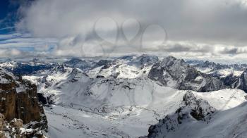 View from Sass Pordoi in the Upper Part of Val di Fassa