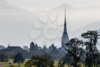 View of a church near Sarnen Obwalden in Switzerland
