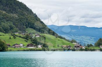 View houses along the SarnerSee near Sachseln Obwalden in Switzerland