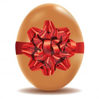 Brown egg with red bow, illustration was made with gradient mesh.