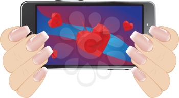 Lovely Valentines day greetings with red heart on digital display.