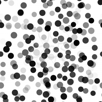 Abstract grayscale chaotic dots noise mosaic on white seamless pattern