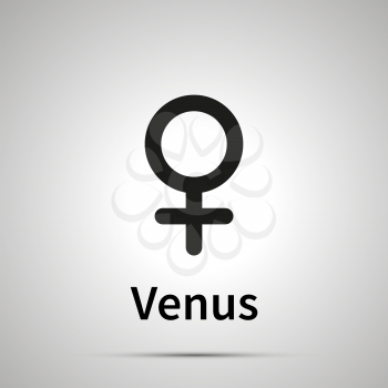 Venus astronomical sign, simple black icon with shadow