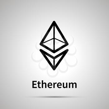 Ethereum cryptocurrency simple black icon with shadow