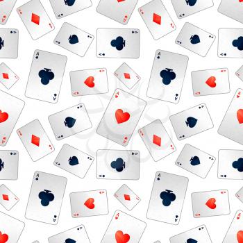 Poker aces isolated on white, seamless pattern