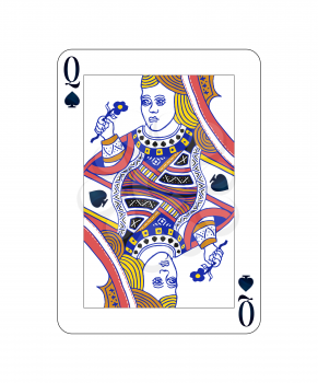 Queen of spades playing card with on white