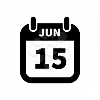 Simple black calendar icon with 15 june date on white
