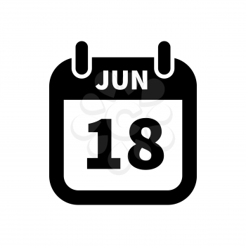 Simple black calendar icon with 18 june date on white