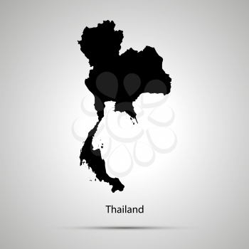 Thailand country map, simple black silhouette