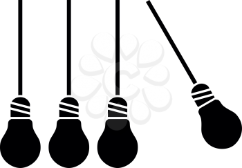 Concept of creativity light bulb different from other lamps icon black color vector illustration flat style simple image