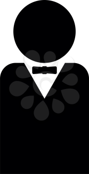 Man with bow tie it is black icon . Flat style