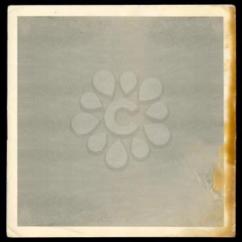 Vintage old blank burned photograph design element with white border.