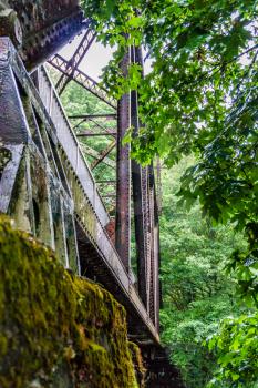 A view from beneath a walking bridge in Renton, Washington.