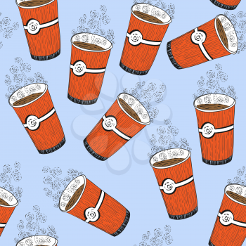Seamless background pattern. Will tile endlessly. Coffe or tea pattern on background