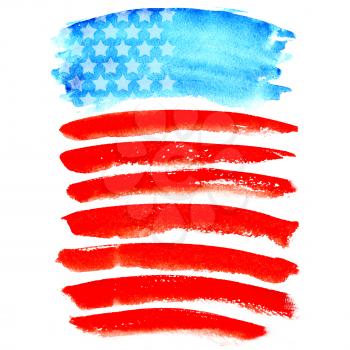 Independence day 4 th july. Watercolor abstract American flag. The symbol of freedom United States of America. For banner design, flyers, poster