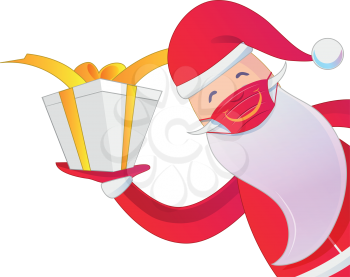 santa claus with medical mask on white background. vector illustration