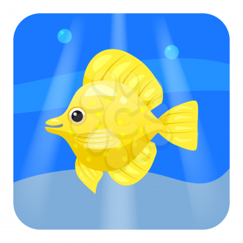 Exotic tropical fish isolated on seae background. Vector cartoon illustration isolated