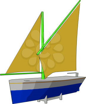 A sailboat or sailing boat is a boat propelled partly or entirely by sails smaller than a sailing ship vector color drawing or illustration