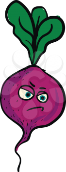 Angry purple beet illustration color vector on white background