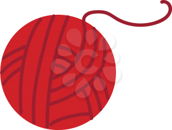 Red ball of yarn illustration color vector on white background