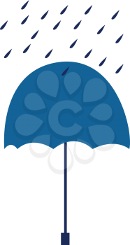An illustration of an umbrella open while it is raining vector color drawing or illustration