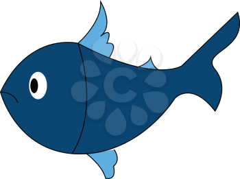 Sad fish illustration vector on white background 