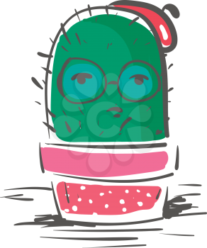 Cactus in Christmas celebration vector or color illustration