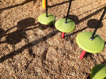 New modern Playground equipment shade and ropes at park school