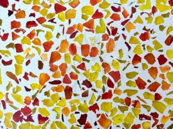 modern colorful yellow redorange broken glass background pattern on white