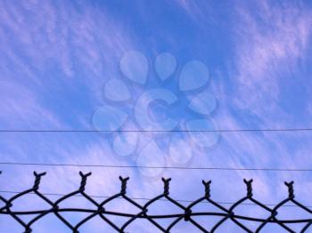 Blue sky cloud chain link fence background design element pattern