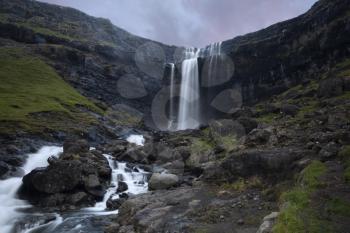 Fossa double-tiered with slow shutterspeed, Faroe Islands