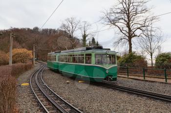 Konigswinter, Germany - 2 March 2019: a train of Drachenfels Railway