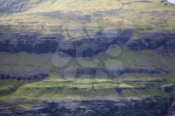 Green grass pattern of Eysturoy, Faroe Islands