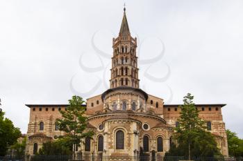 Church of Saint-Sernin in Toulouse on a rainy day