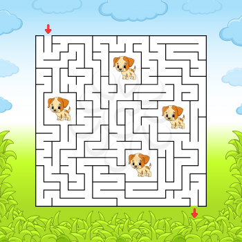 Maze. Game for kids. Funny labyrinth. Education developing worksheet. Activity page. Puzzle for children. Cute cartoon style. Riddle for preschool. Logical conundrum. Color vector illustration.