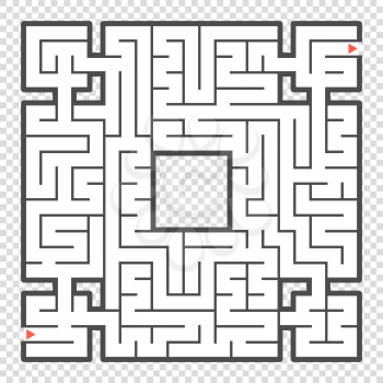 Abstract square maze. An interesting game for teenagers and adults. A simple flat vector illustration isolated on a transparent background.