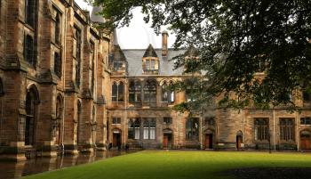 Architectural detail from inner court of the university of Glasgow, Scotland