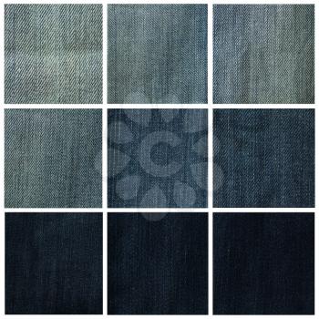 Collage showing a variety of blue denim