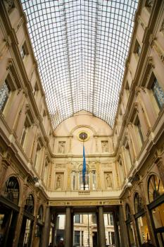 BRUSSELS-BELGIUM, november 17, 2017: The Galeries Royales Saint-Hubert is a glazed shopping arcade in Brussels during 19th-century shopping