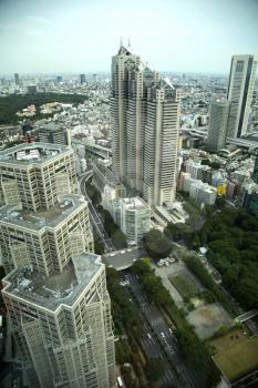 TOKYO-JAPAN, 27 June 2016:  Top view from The Tokyo Metropolitan Government Building, also referred to as Tocho. The two panoramic observation decks, one in each tower on floor 45 are free for the public.