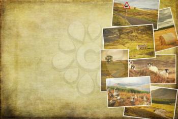 Collage of images from famous location in Scotland.  Cross processed too look like a used pictures with texture